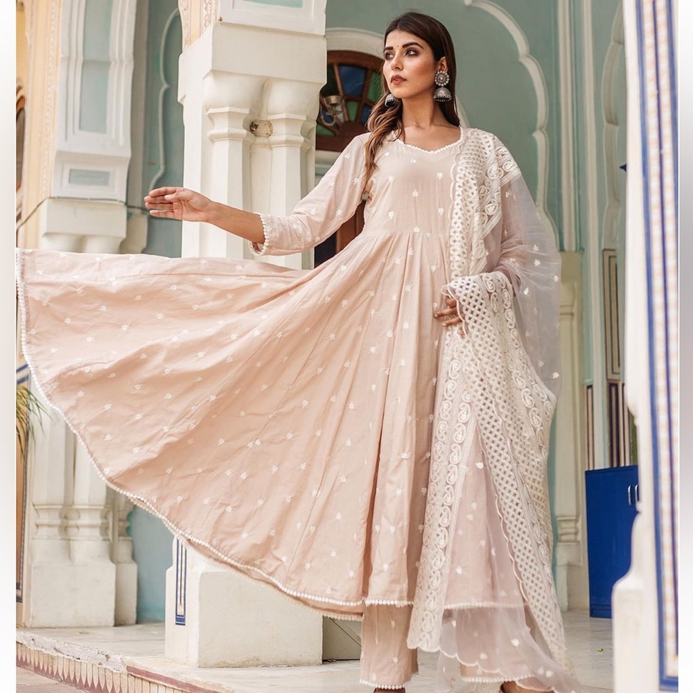 Indian Pakistani Anarkali suit in grey